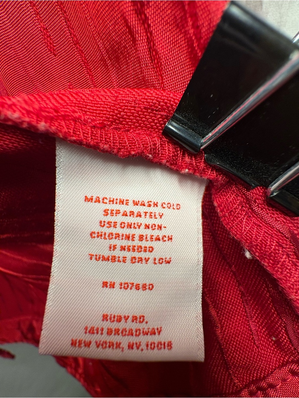 Ruby Rd. Women's Shiny Red Button-Front Jean Jacket - Picture 5 of 5